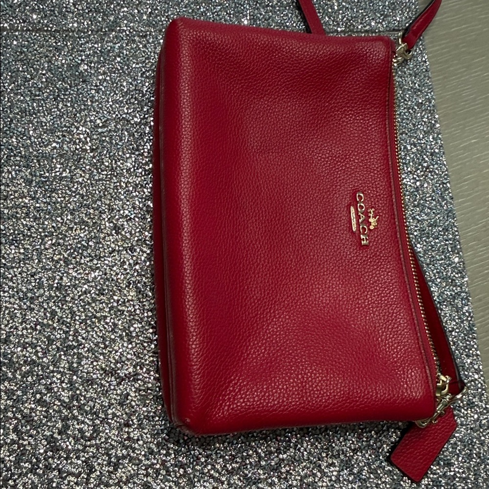 Coach Pebble Leather Cherry red Crossbody Bag - Picture 9 of 12